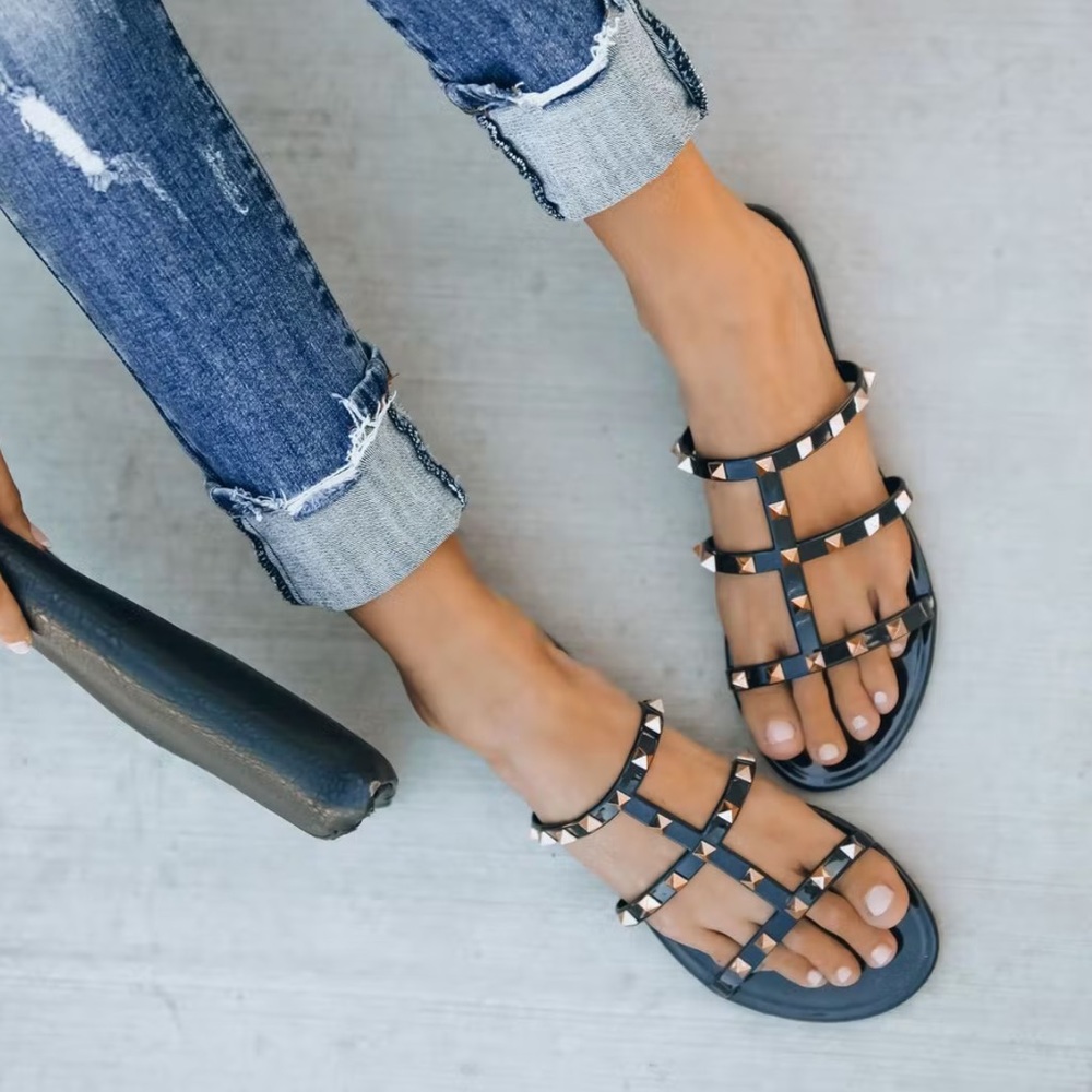 Black Studded Sandals
